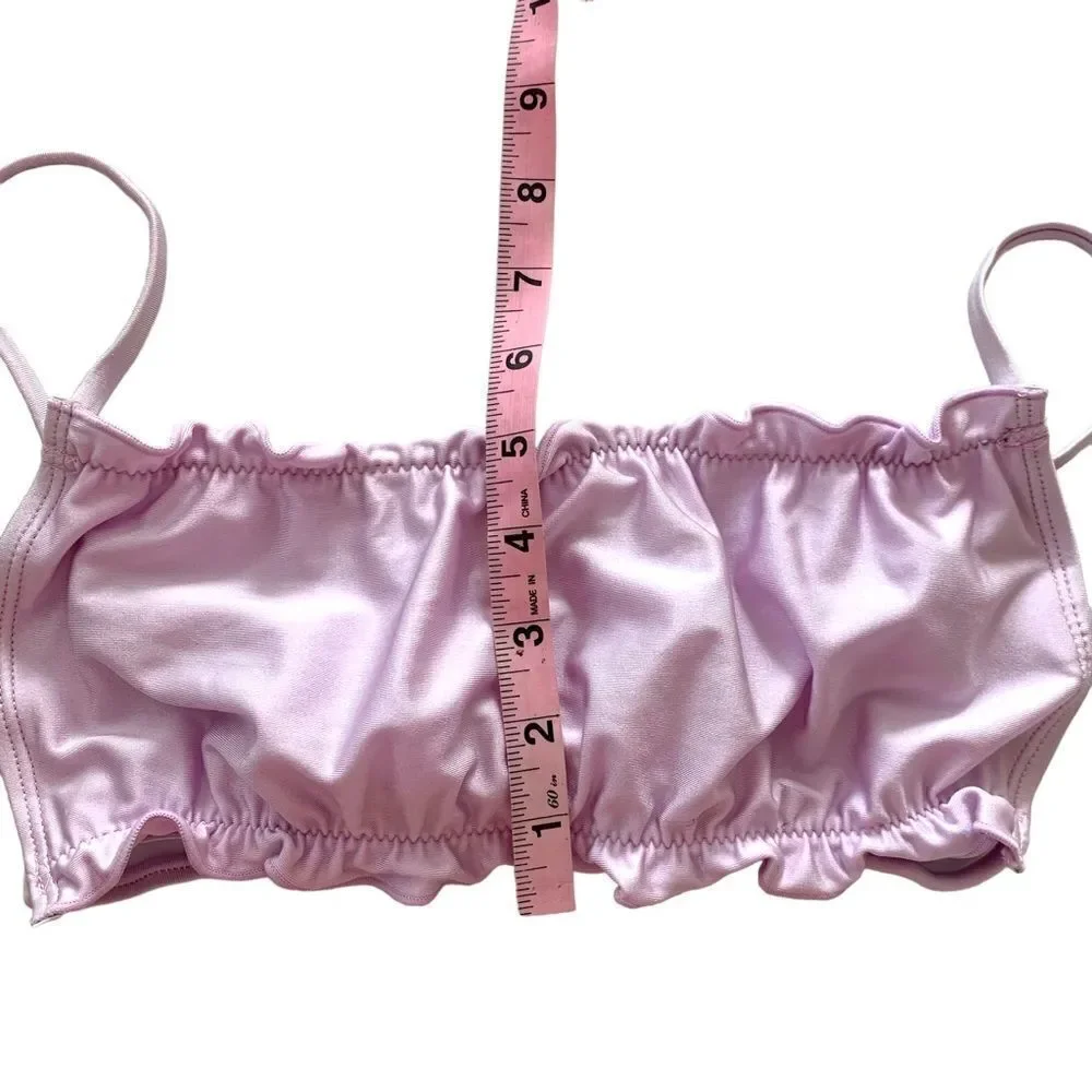 Topshop Lilac Shiny Frill Bikini Top